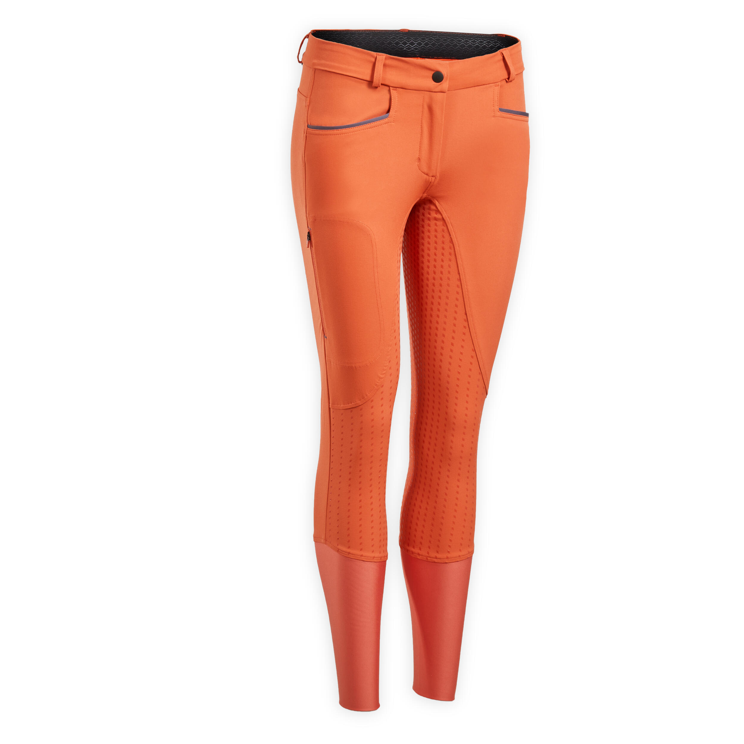 Pantalon echitație 580 lejer fullgrip Cărămiziu Damă