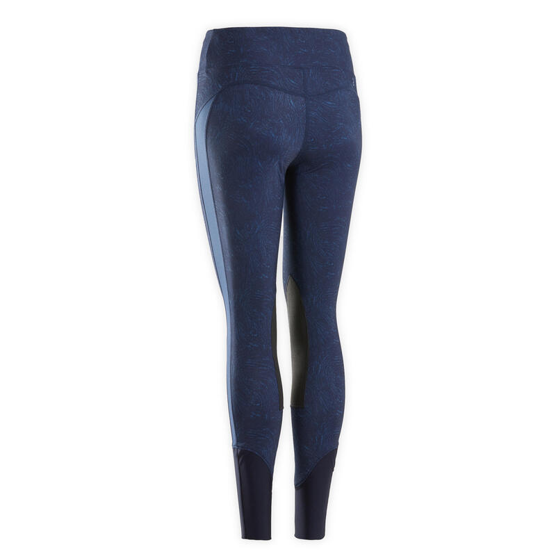 Legging équitation léger Femme - 100 bleu print