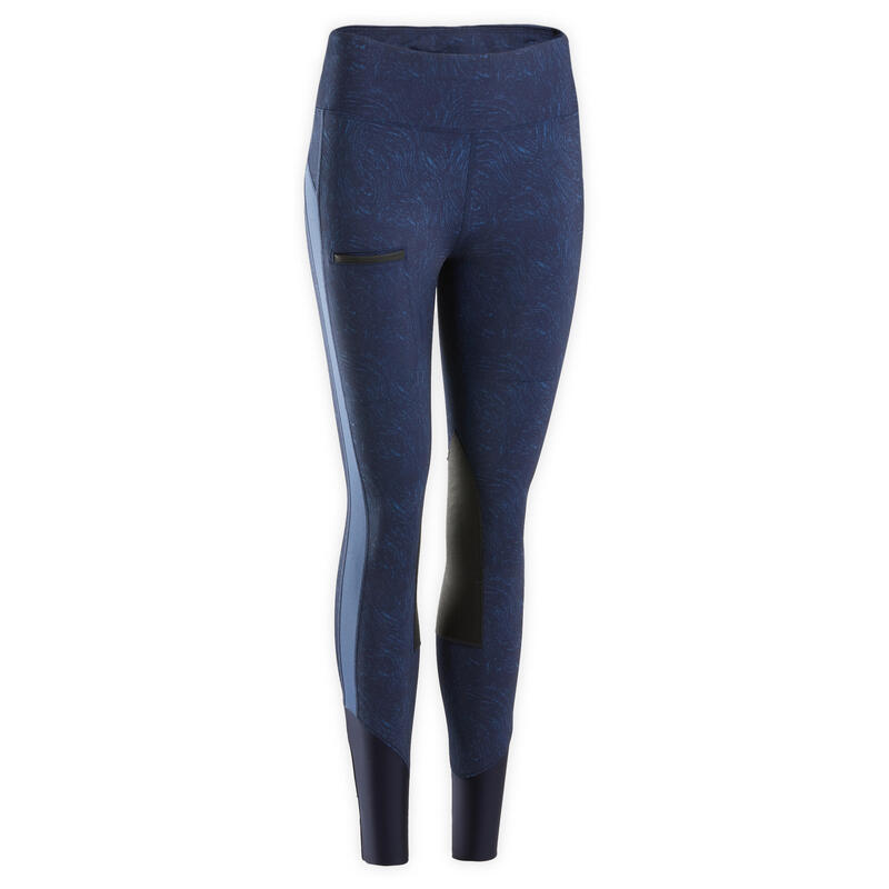 Legging équitation femme bleu print 100 LIGHT