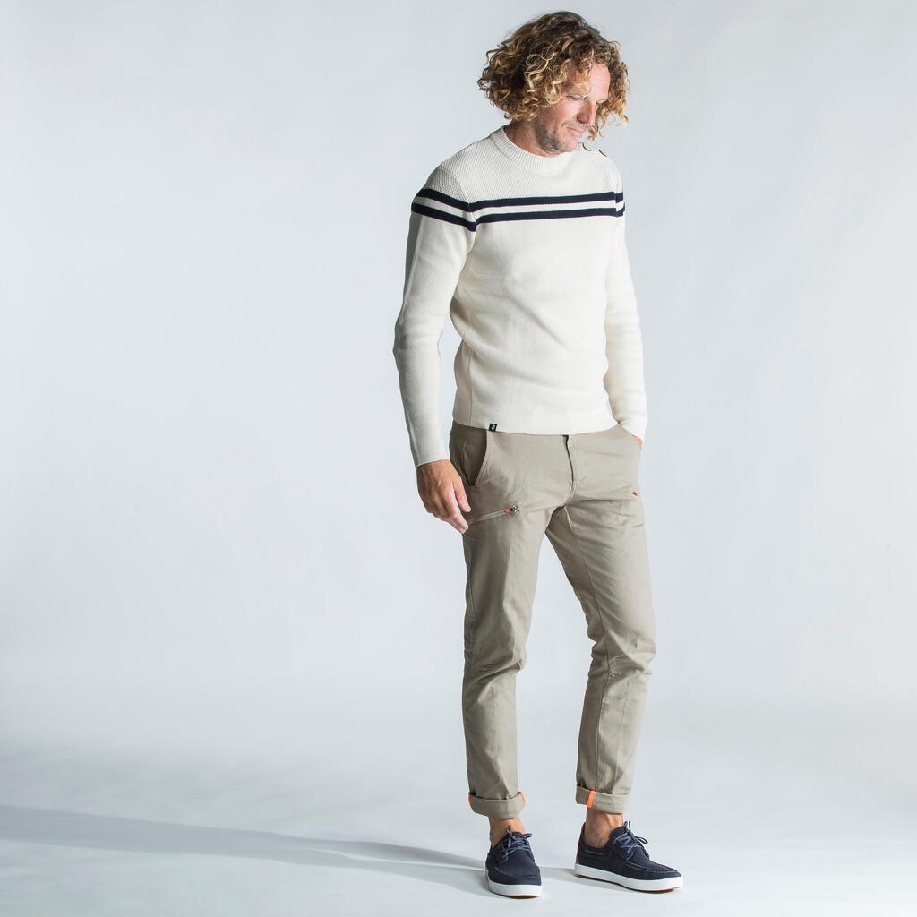 Men's Sailor Pullover - beige and blue striped