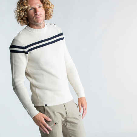 Men's Sailor Pullover - beige and blue striped