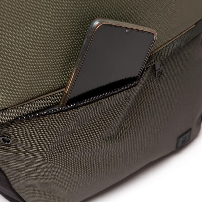 24 L Backpack Essential Khaki/Neon Yellow KIPSTA Decathlon