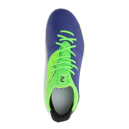 Chaussure de football enfant pour terrain sec VIRALTO III MG  bleu et vert fluo