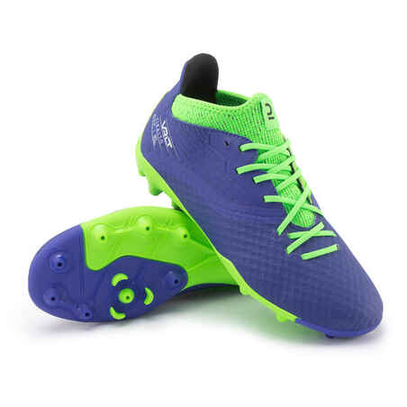 Chaussure de football enfant pour terrain sec VIRALTO III MG  bleu et vert fluo