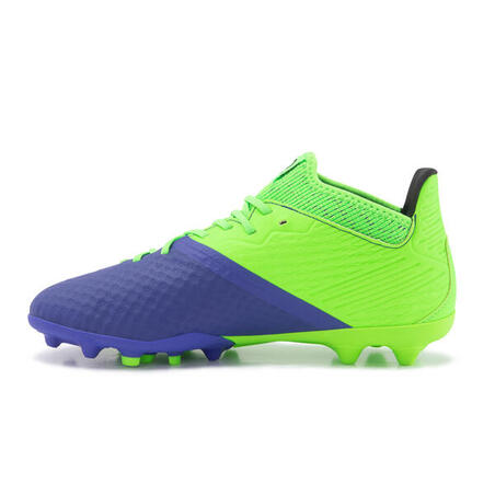 Chaussure de football enfant pour terrain sec VIRALTO III MG  bleu et vert fluo