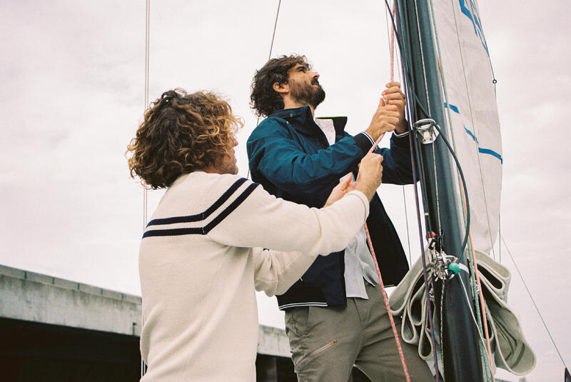 Blouson coupe vent imperméable de voile Sailing 100 Homme Pétrole