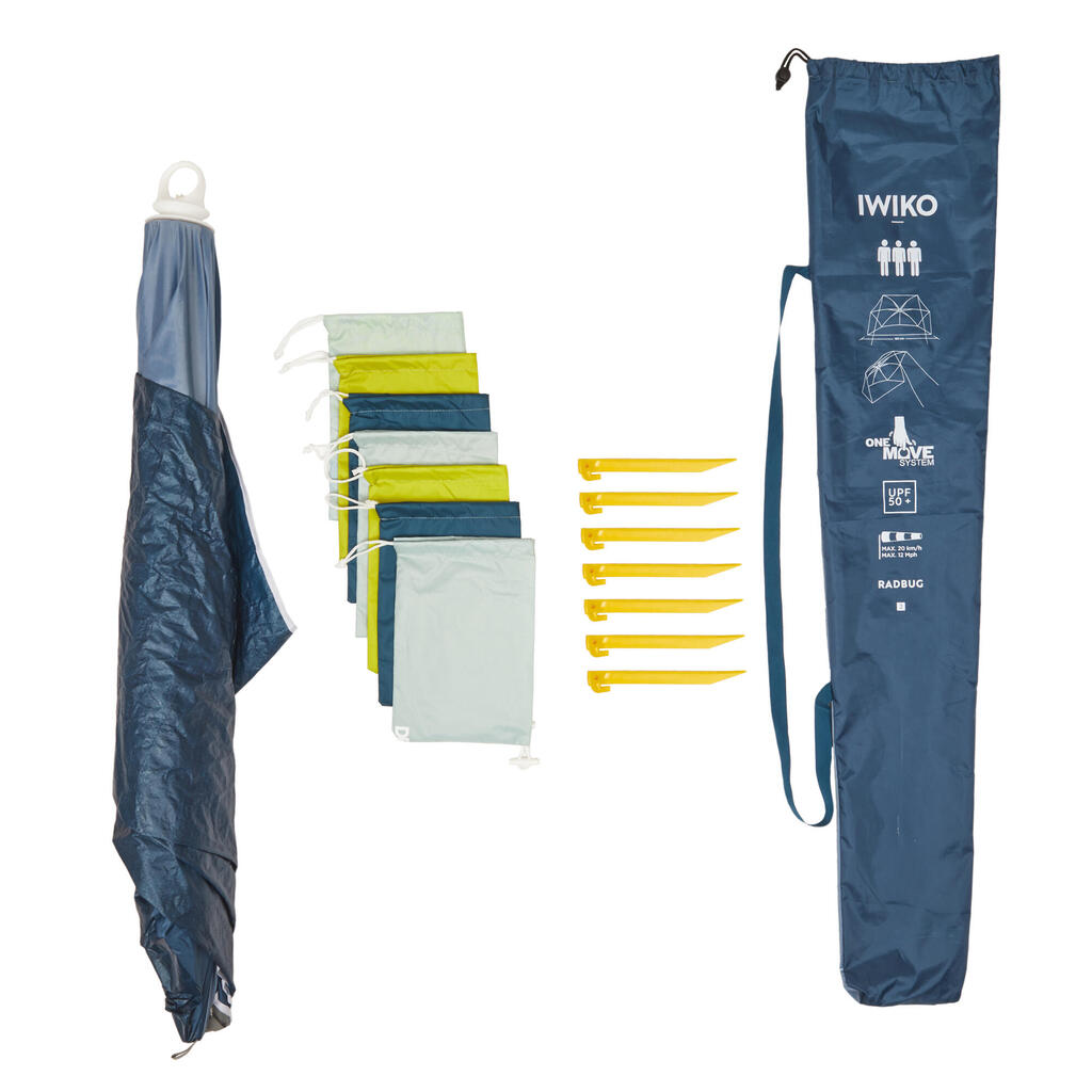 Strandmuschel UPF50+ Ecodesign - Iwiko 180 für 3 Personen blau