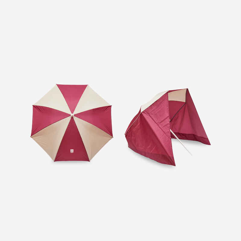 Sonnenschirm Strand PARUV Windstop UPF 50+ 2 Plätze Ecodesign violett/beige