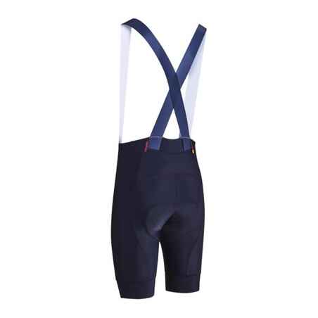 Culotte ciclismo MTB corto con tirantes hombre Rocktider XC azul y ocre