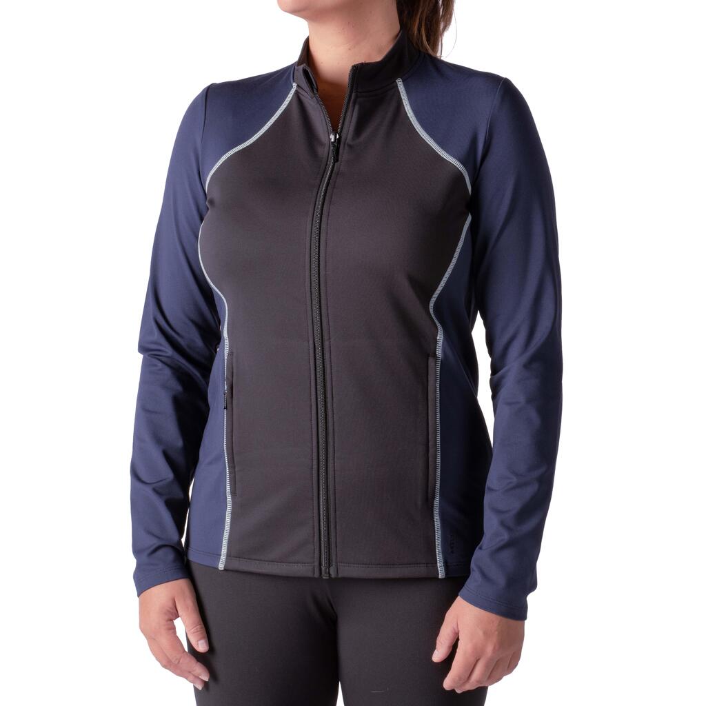 Trainingsjacke Eiskunstlauf Erwachsene schwarz/blau 