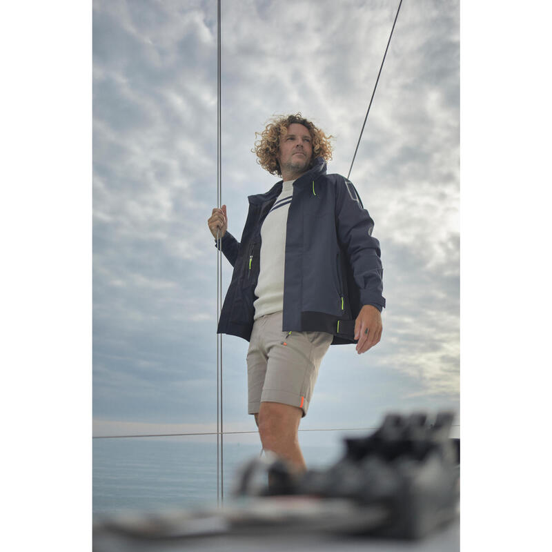 Men's Sailing Jacket - Waterproof Jacket Sailing 500 grey black