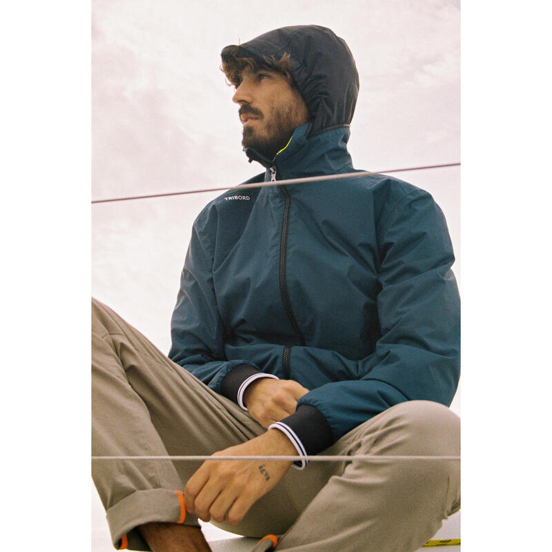 Blouson coupe vent imperméable de voile Sailing 100 Homme Pétrole