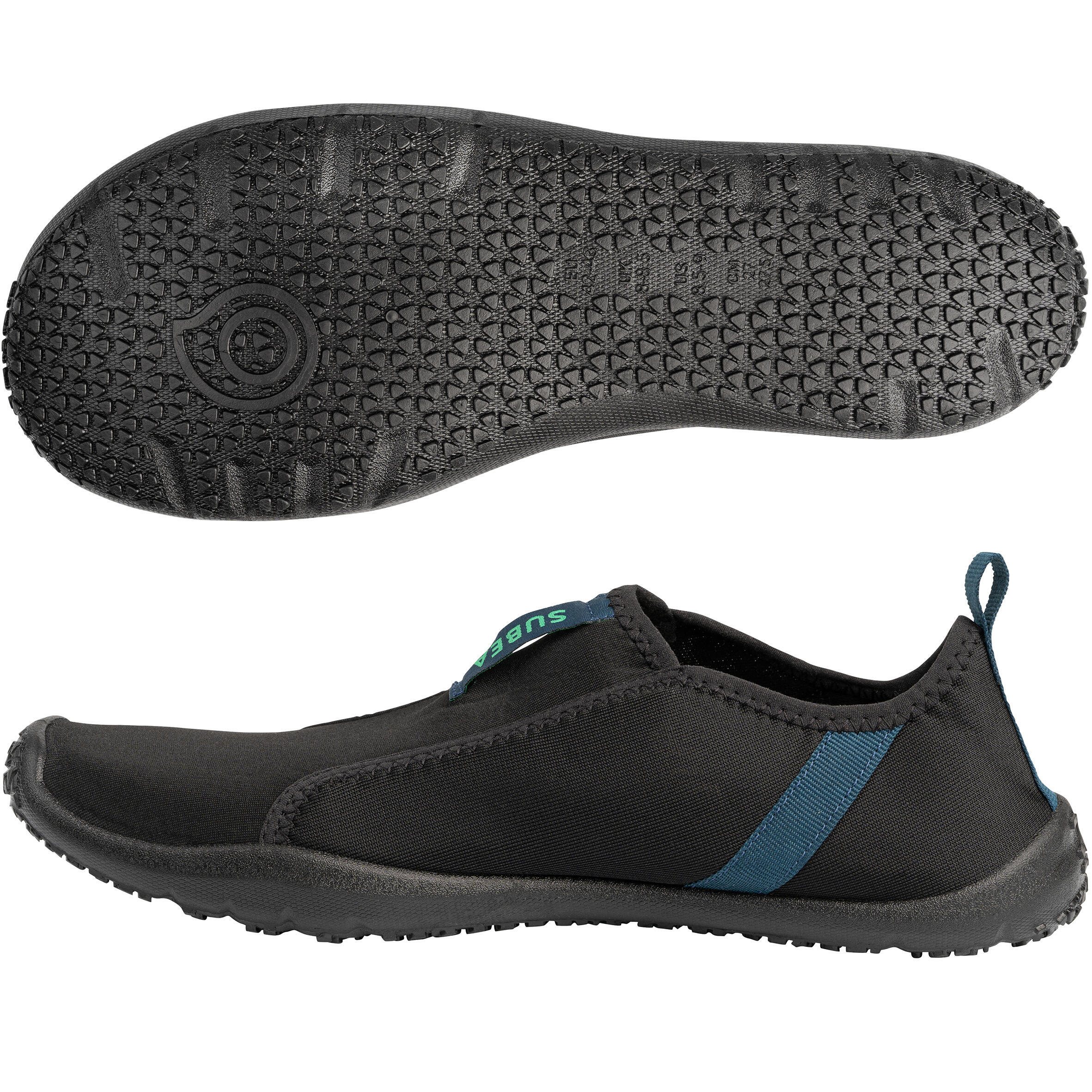 Adult Elasticated Water Shoes Aquashoes 120 - Black 6/10