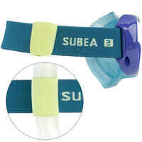 Schnorchelmaske Kinder Polycarbonat-Scheibe SNK 520 blau/gelbgrün