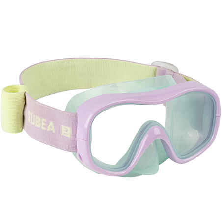 Máscara de snorkel malva para niños 100 Confort