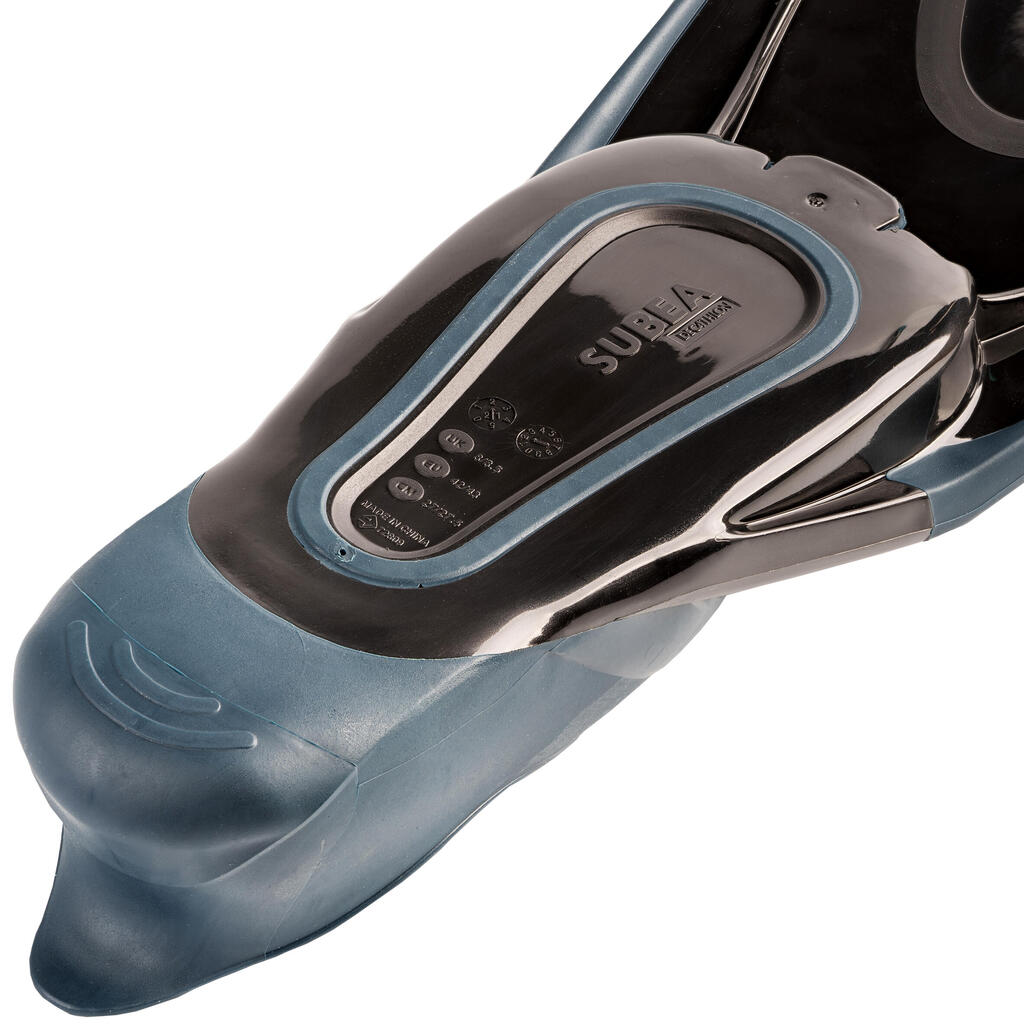 Adult snorkelling fins mask snorkel SET 100 Grey - FMS set 100 AD Black