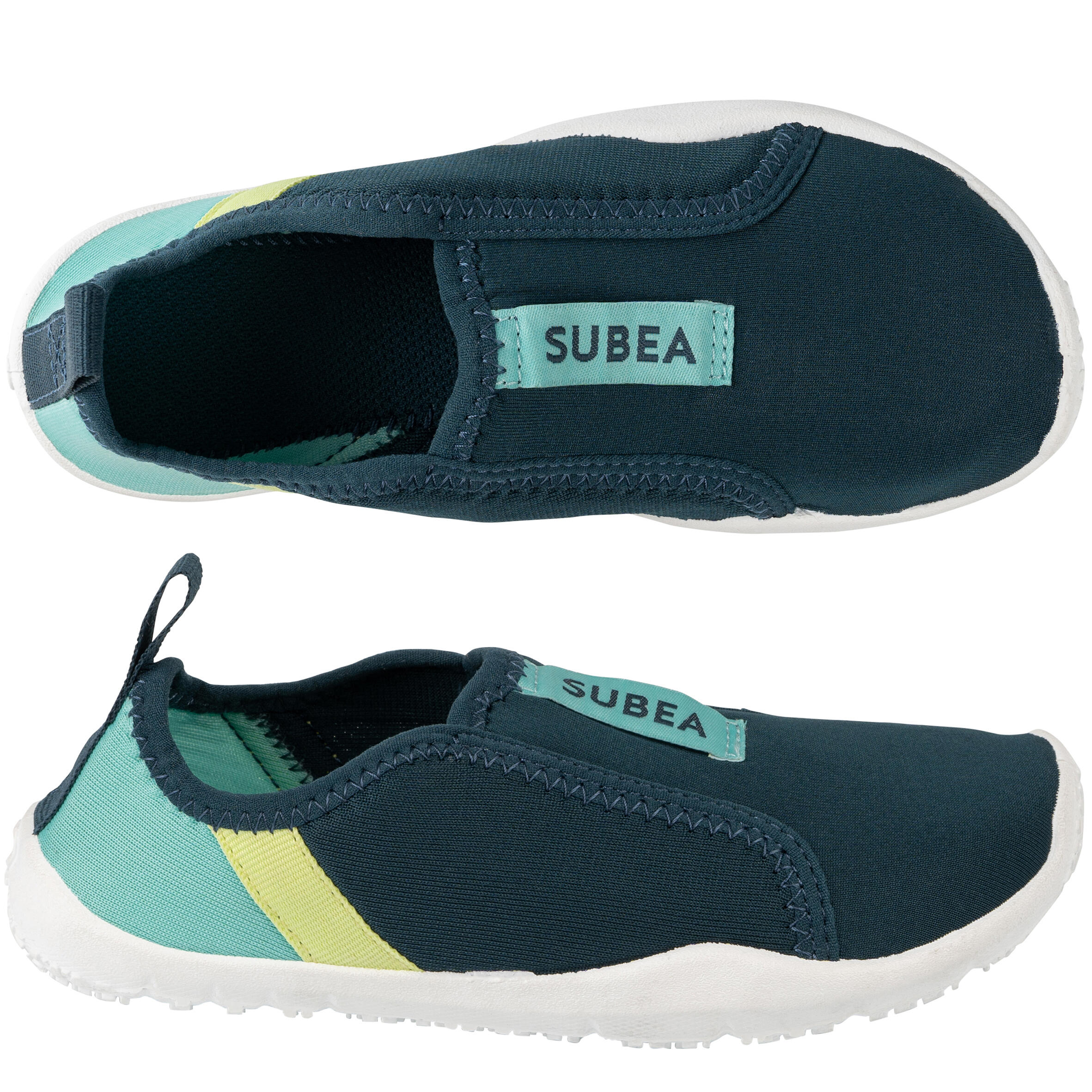 Kids’ Elasticated Snorkelling Water Shoes - 120 Lagoon Blue - SUBEA