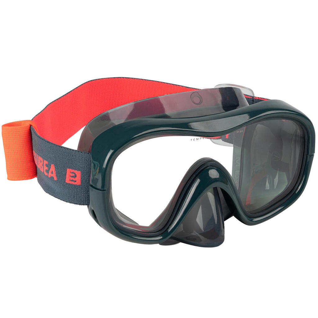 Pieaugušo snorkelēšanas maska ar aizsargstiklu “SNK 520”, zilganpelēka