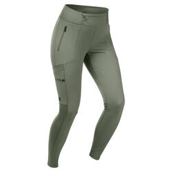 Verstevigde legging voor trekking & backpacken dames Travel 500 lichtkaki