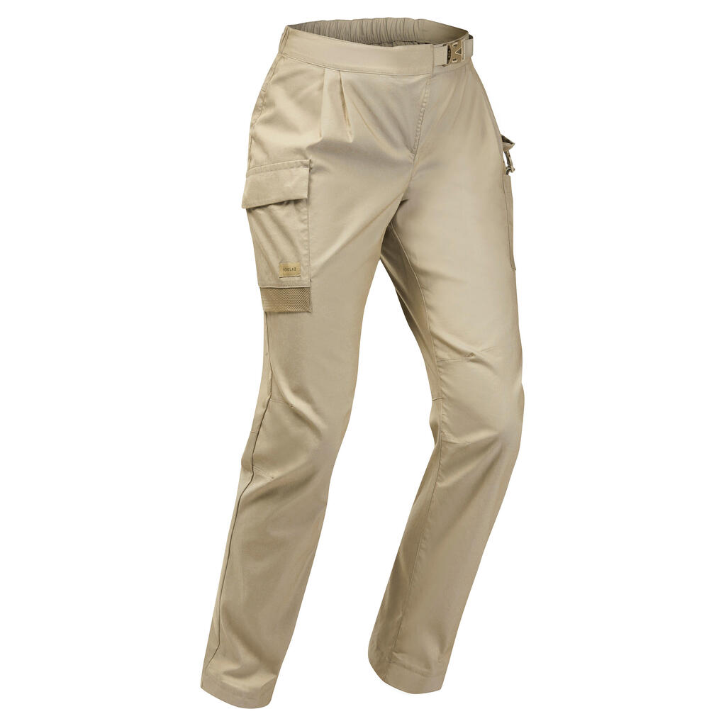 Dámske nohavice na púštny treking DESERT 900 s UV ochranou a eko-dizajnom béžové