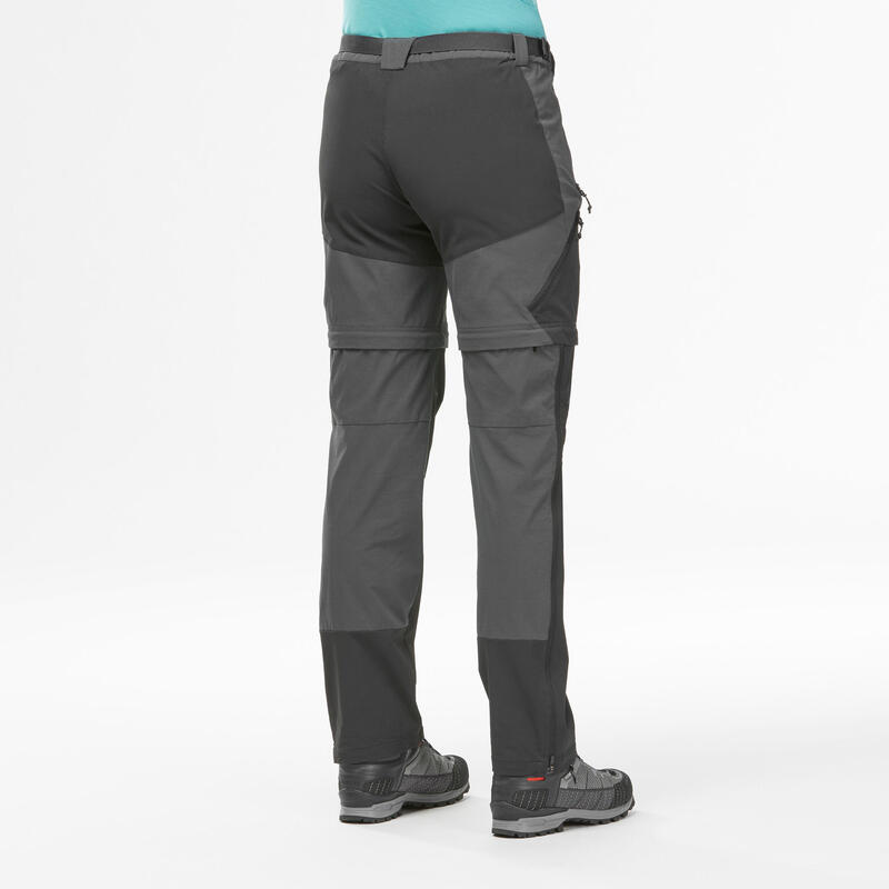 Pantalon Modulabil Trekking la Munte MT500 Negru Damă
