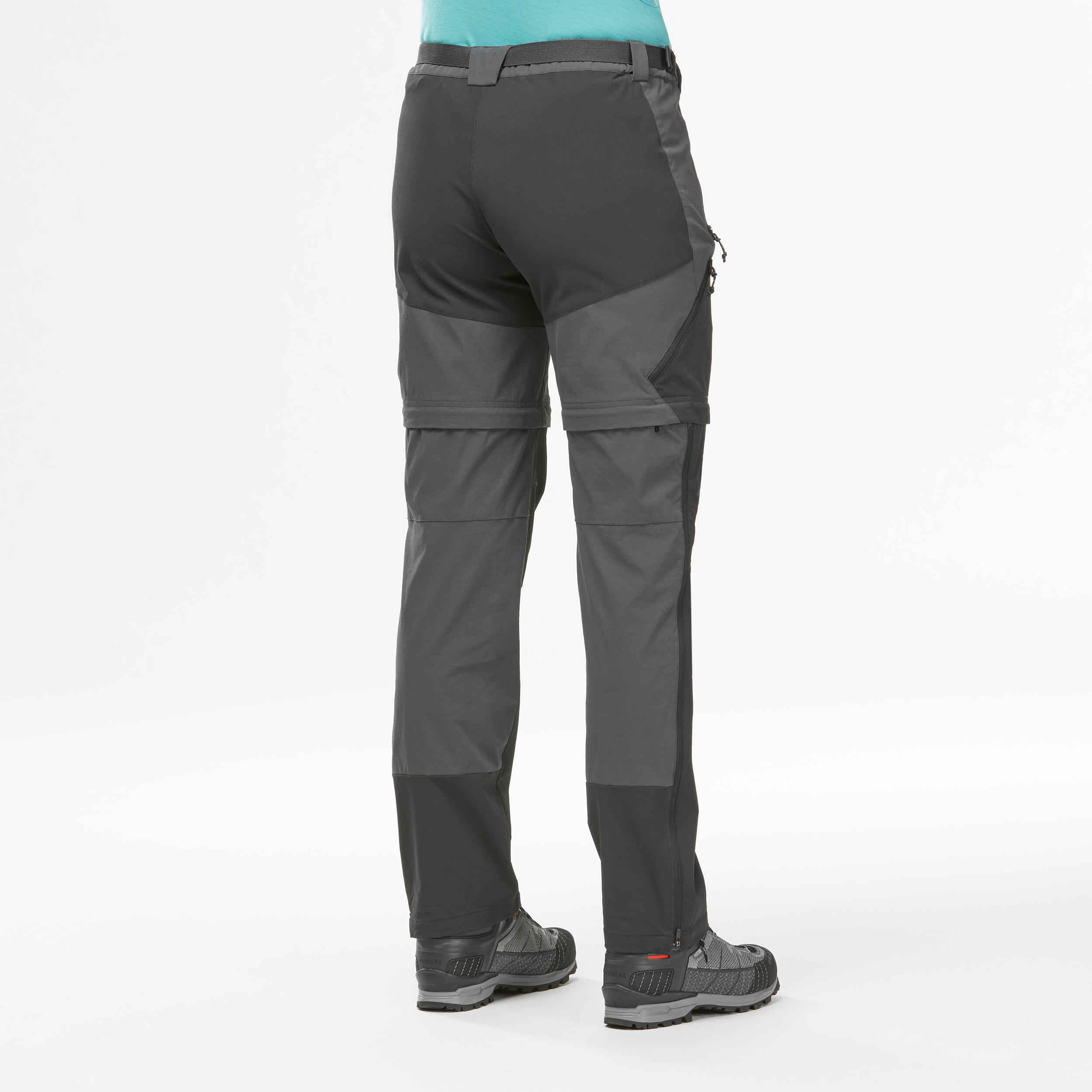 Women s Mountain Trekking 2 in 1 Zip Off Trousers MT500 Black Decathlon