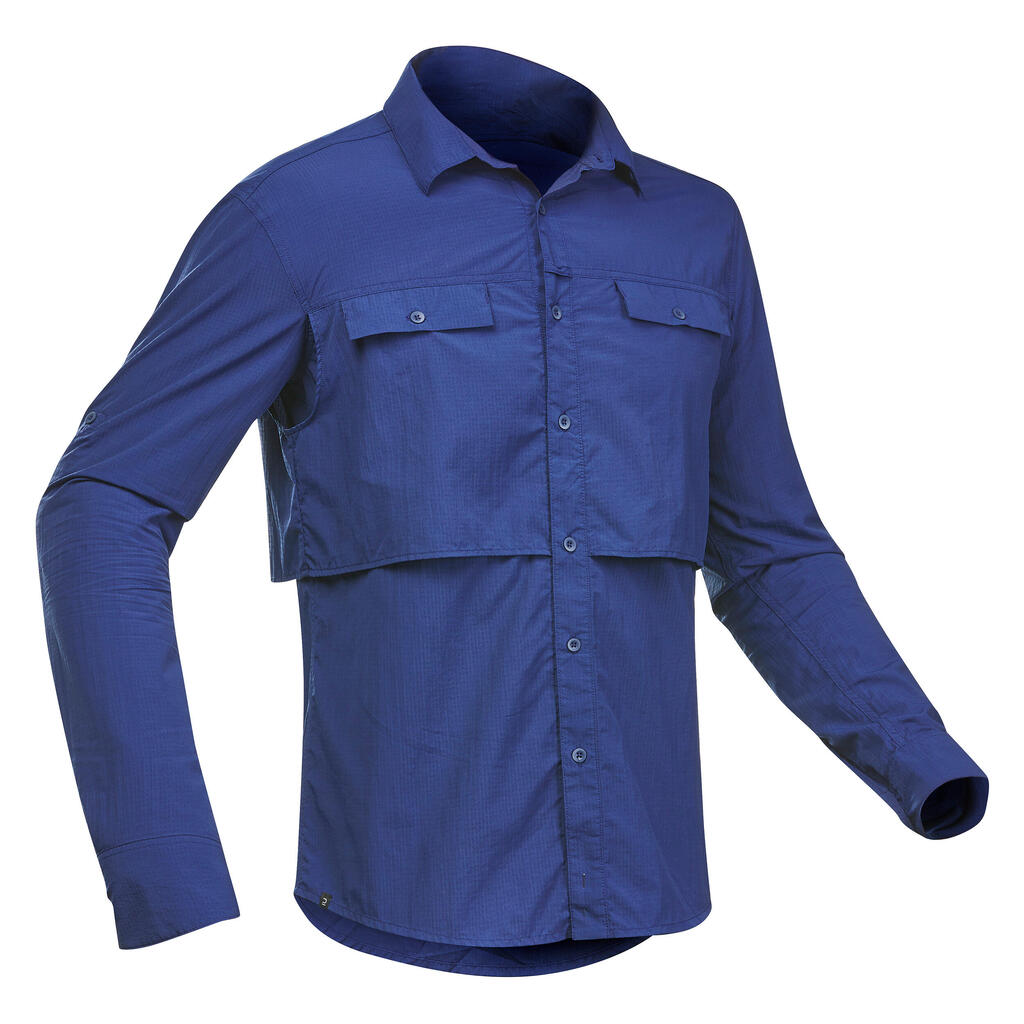 Men’s Long Sleeve Desert Trekking Shirt UV resistant  - DESERT 900 blue