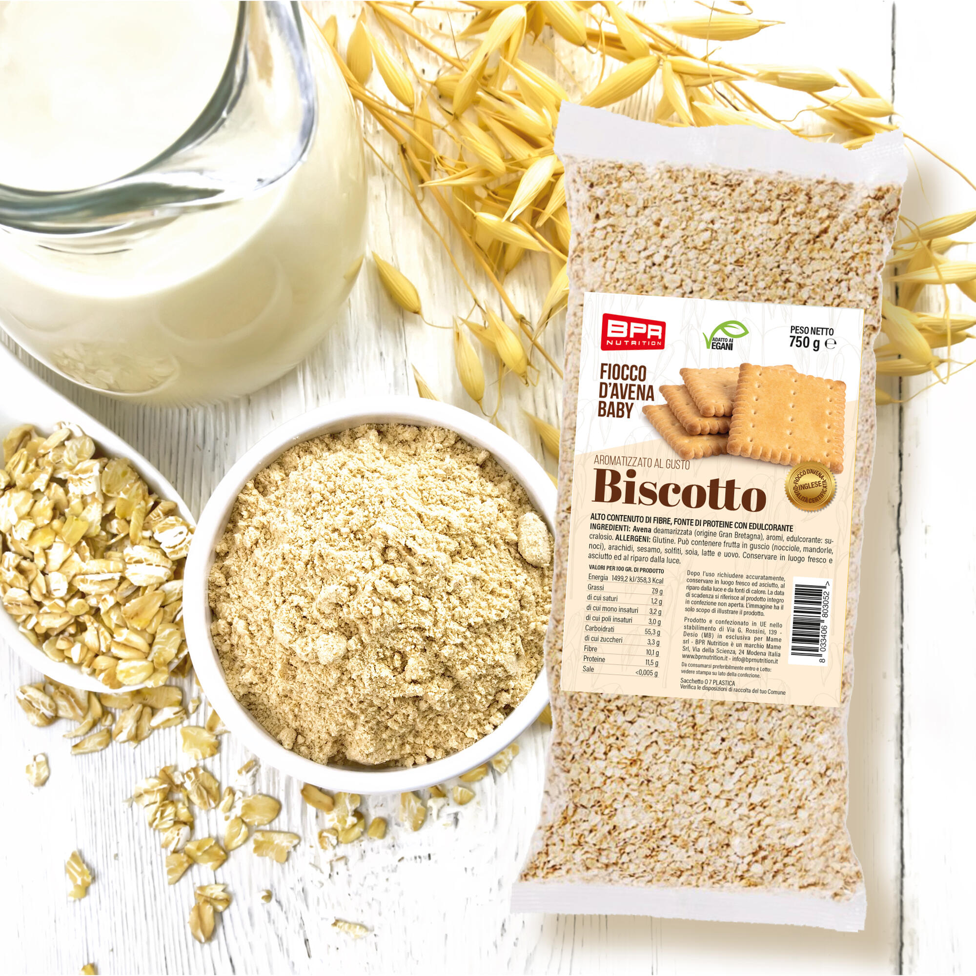 Fiocchi d'avena baby BPR Nutrition gusto biscotto 750g 2/2