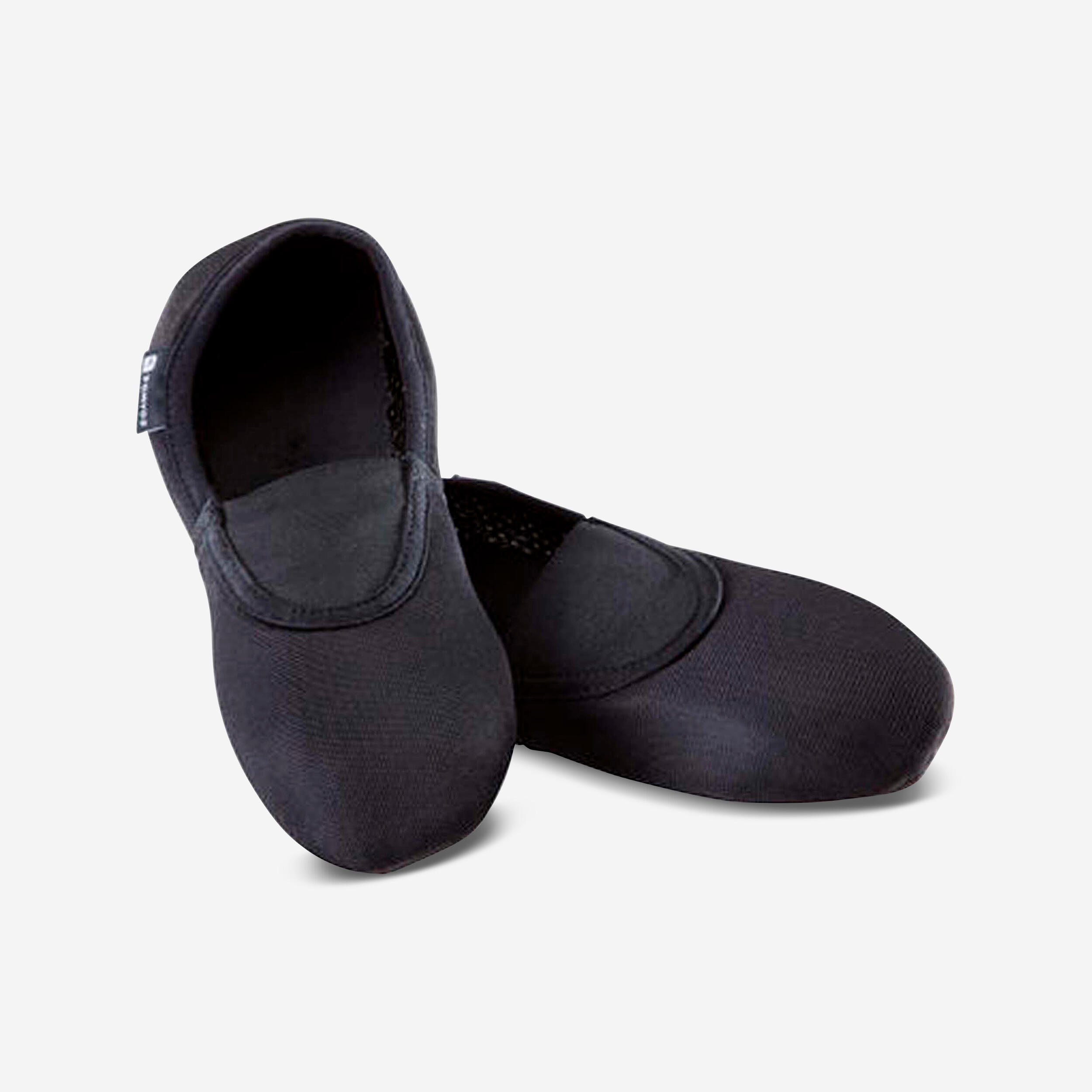 Girls' and boys' black mesh gym slippers