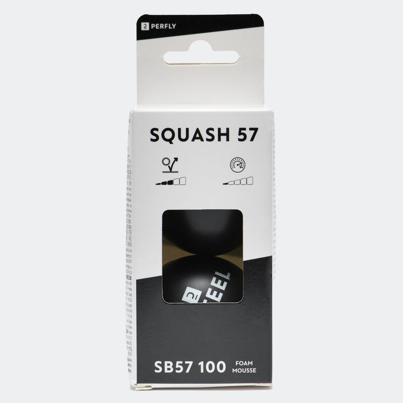 BALLES DE SQUASH 57 EN MOUSSE PERFLY SB57 100 FOAM BLACK x2