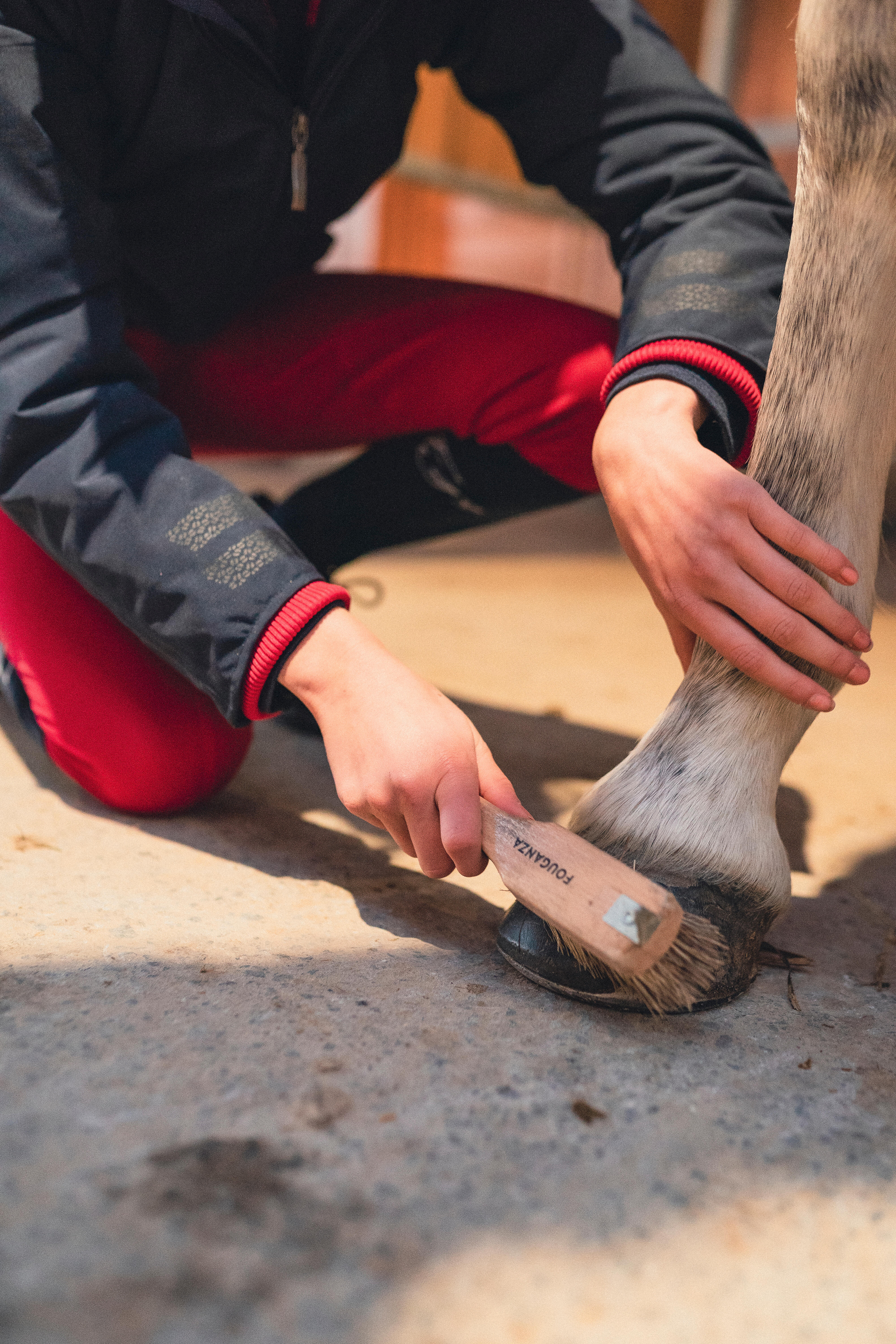 Cure-pied brosse d'équitation en bois - Sentier - FOUGANZA