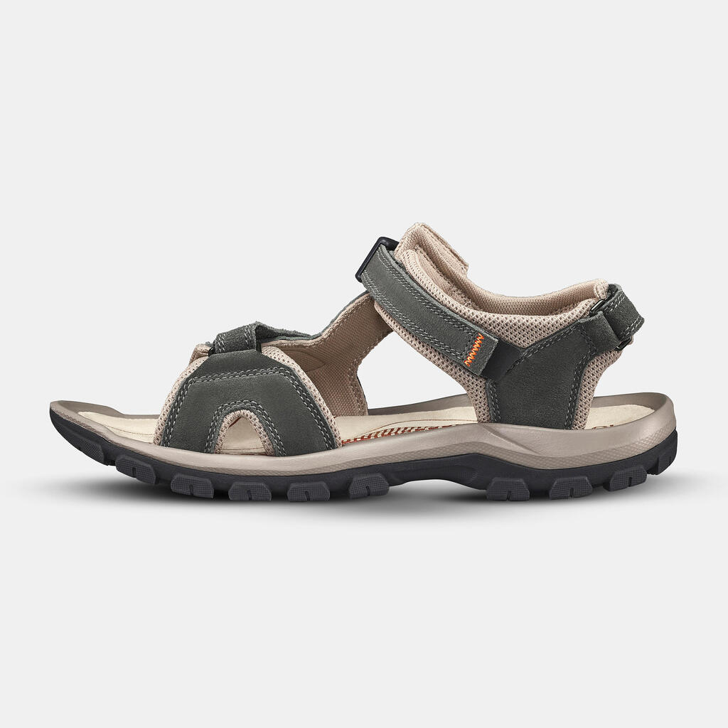 Pánske kožené turistické sandále NH500