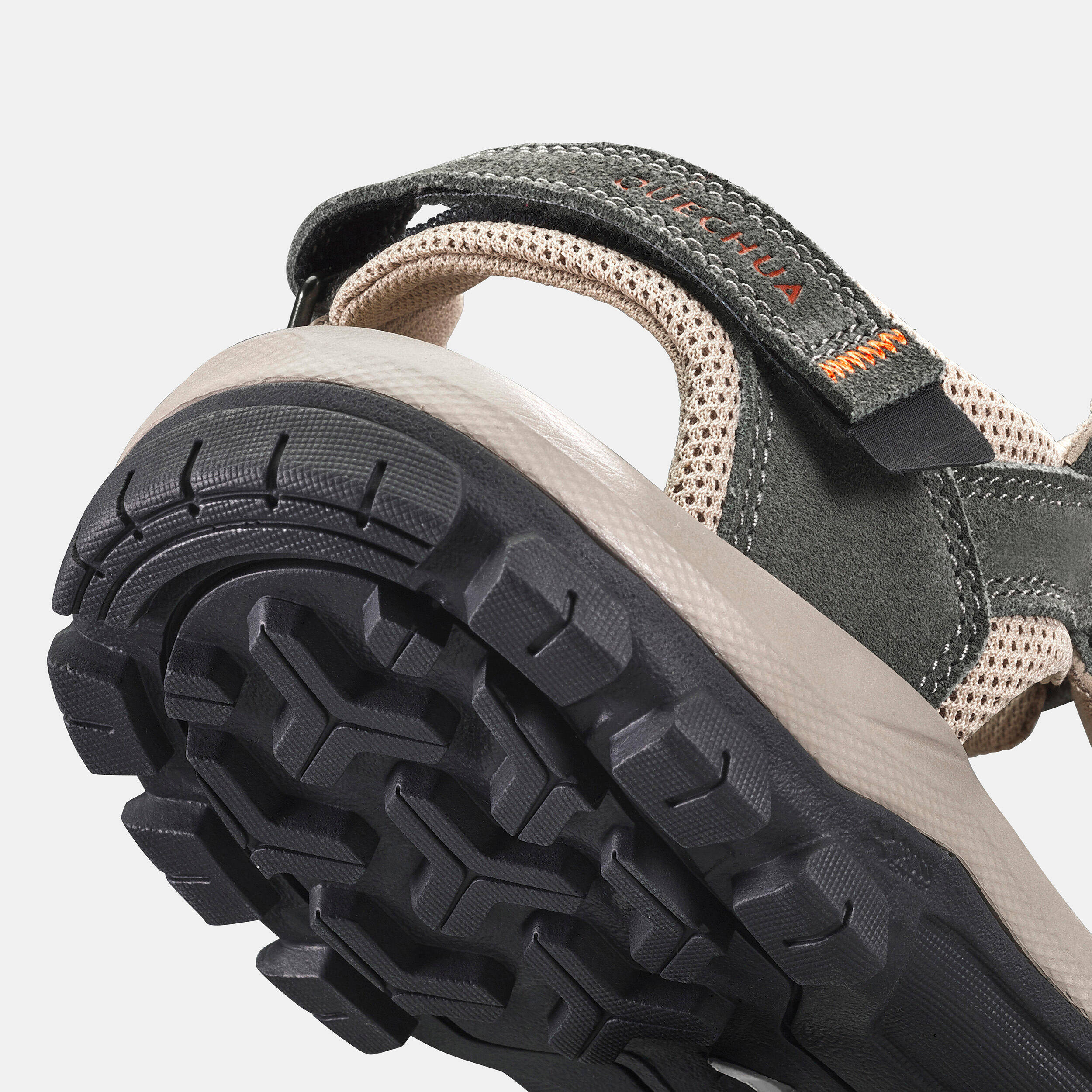 Men Leather Sports Sandals with Velcro & Buckled Strap Khaki - NH500 -  4