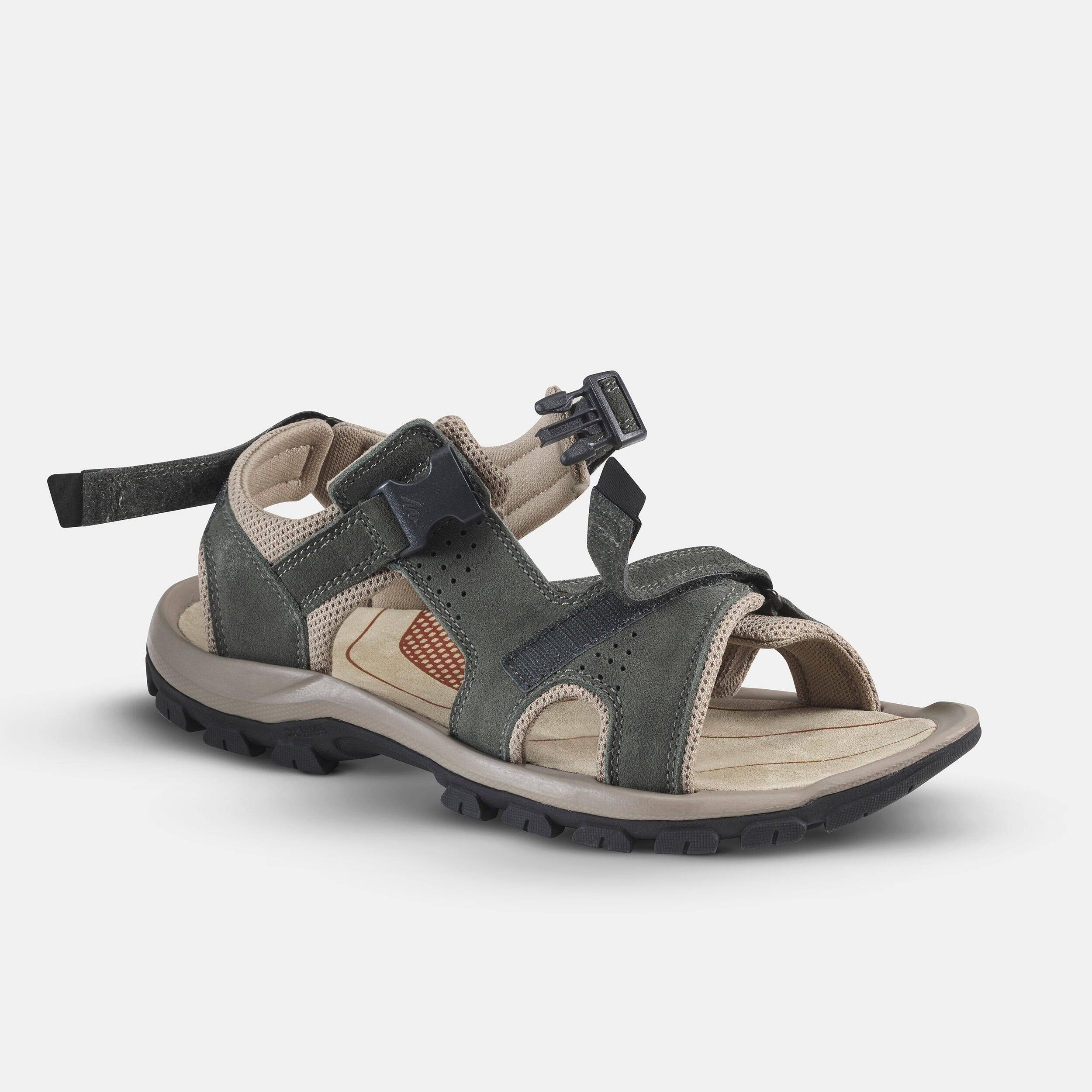 Men Leather Sports Sandals with Velcro & Buckled Strap Khaki - NH500 -  5