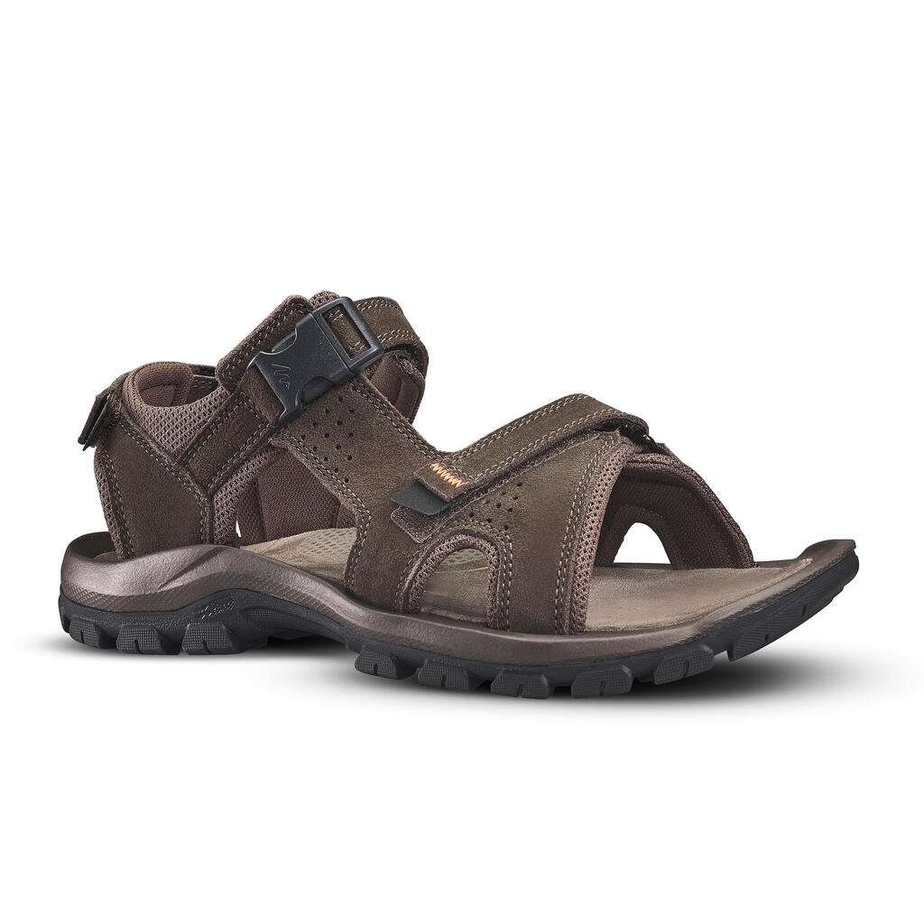 Men's leather walking sandals - NH120 - Brown