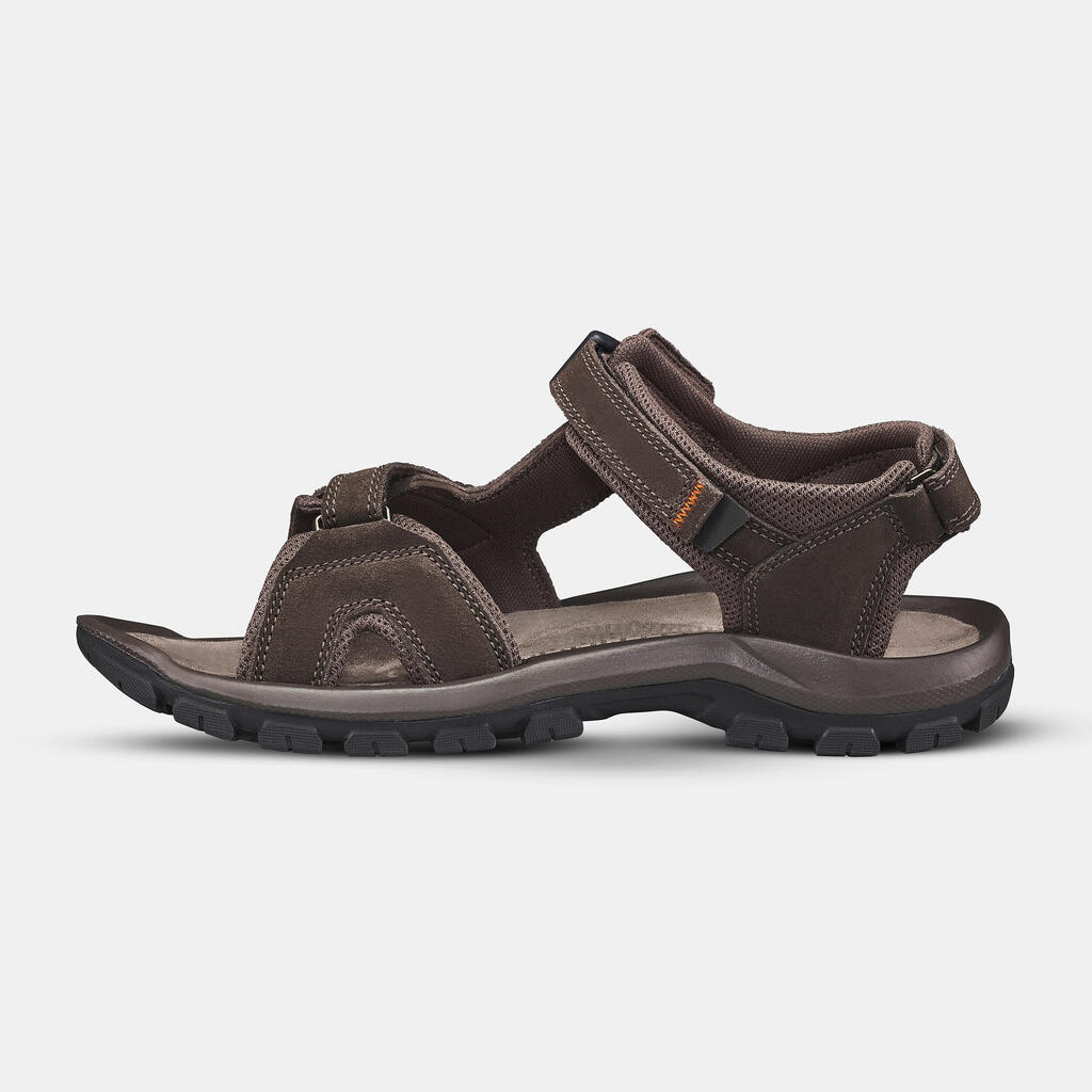 Men's leather walking sandals - NH120 - Brown