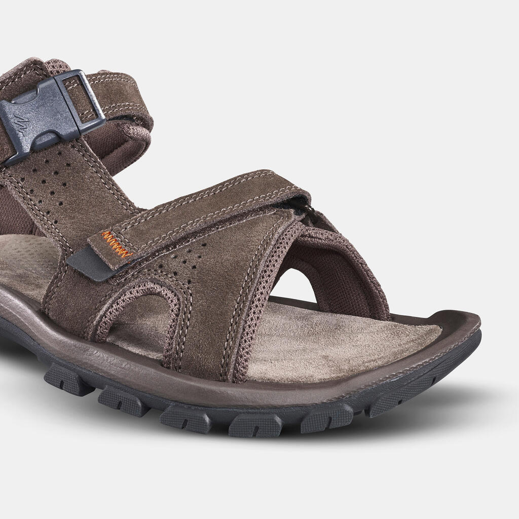 Men's leather walking sandals - NH120 - Brown