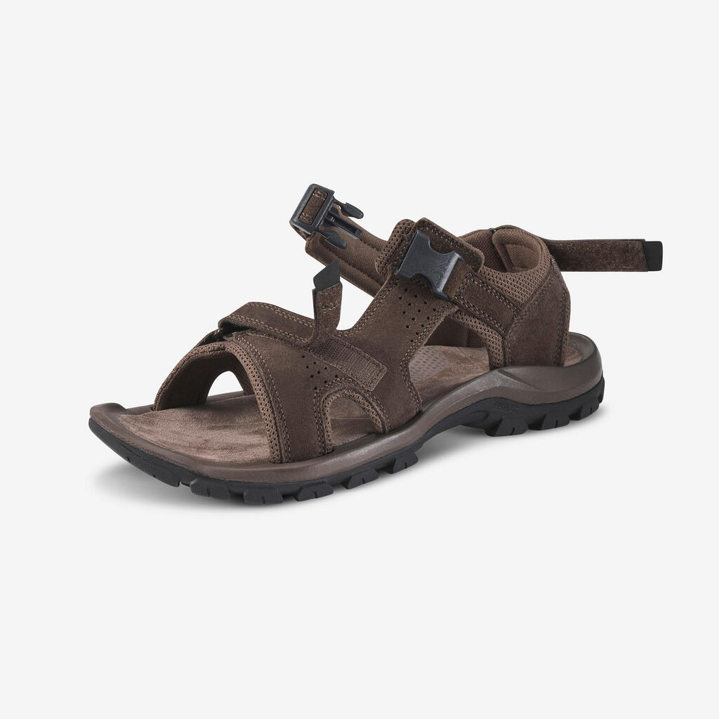 Men's leather walking sandals - NH120 - Brown