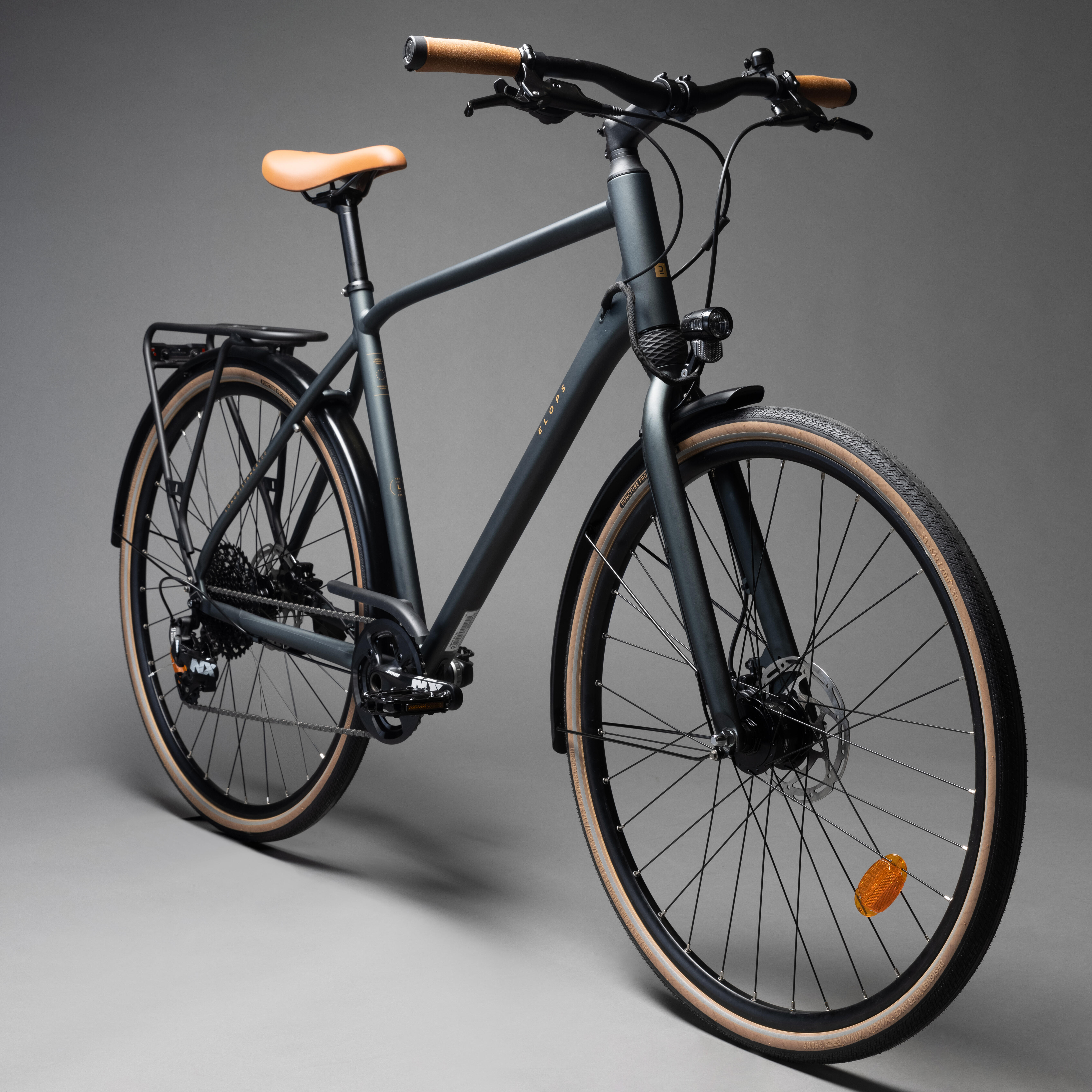 Bicicleta urbana larga distancia aluminio Elops LD 900 cuadro Alto