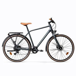 Bicicleta urbana larga distancia aluminio Elops LD 900 cuadro Alto verde