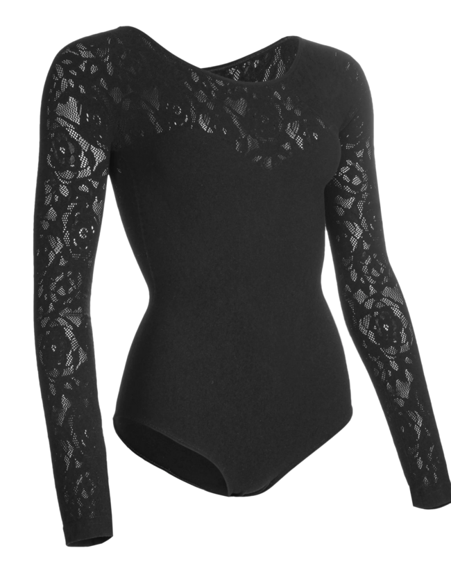 Maillot de Ballet em Renda Manga Comprida Mulher - Fabricado em Itália