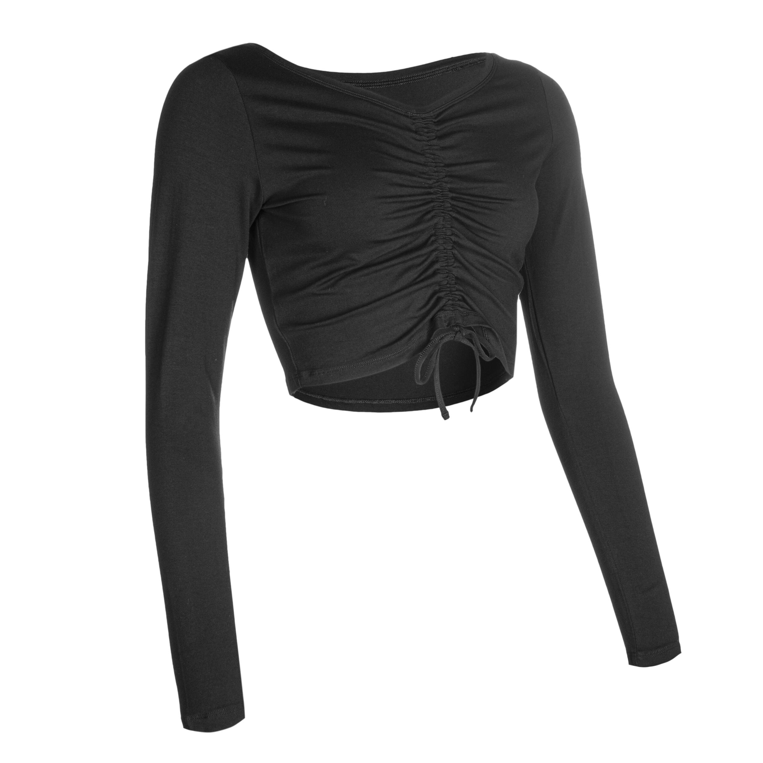 Camiseta Danza Modern Jazz Mujer Negro Manga Larga Modulable 6/10
