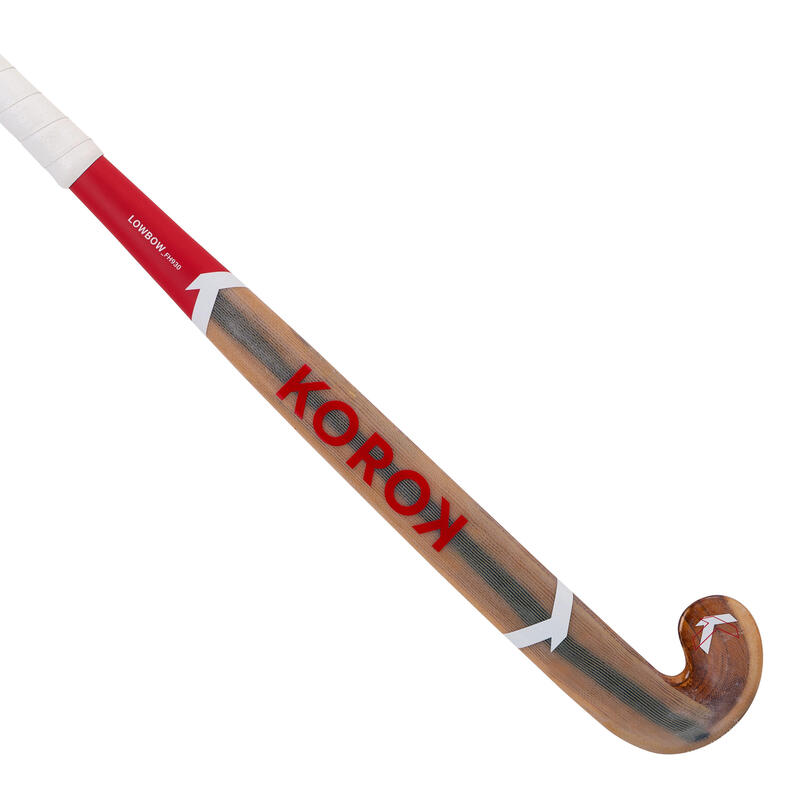 Zaalhockeystick voor expert volwassenen hout 30% carbon LB FH930W houtkleur rood