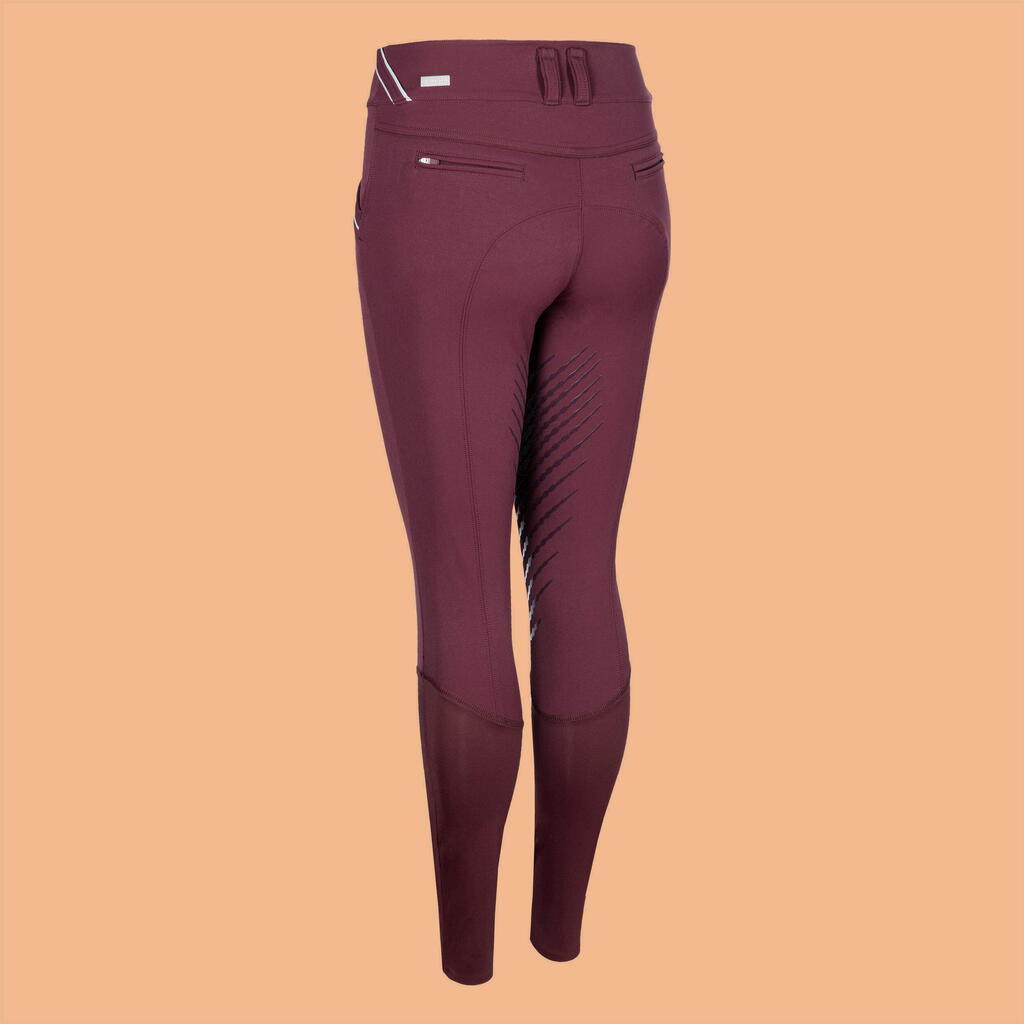 PANTALONE ZA JAHANJE 900 ŽENSKE KLASIČNE - BORDO
