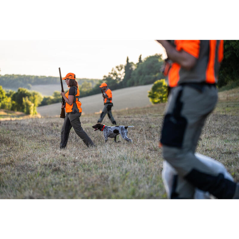 Jagdweste Damen 500 leicht, atmungsaktiv braun/orange