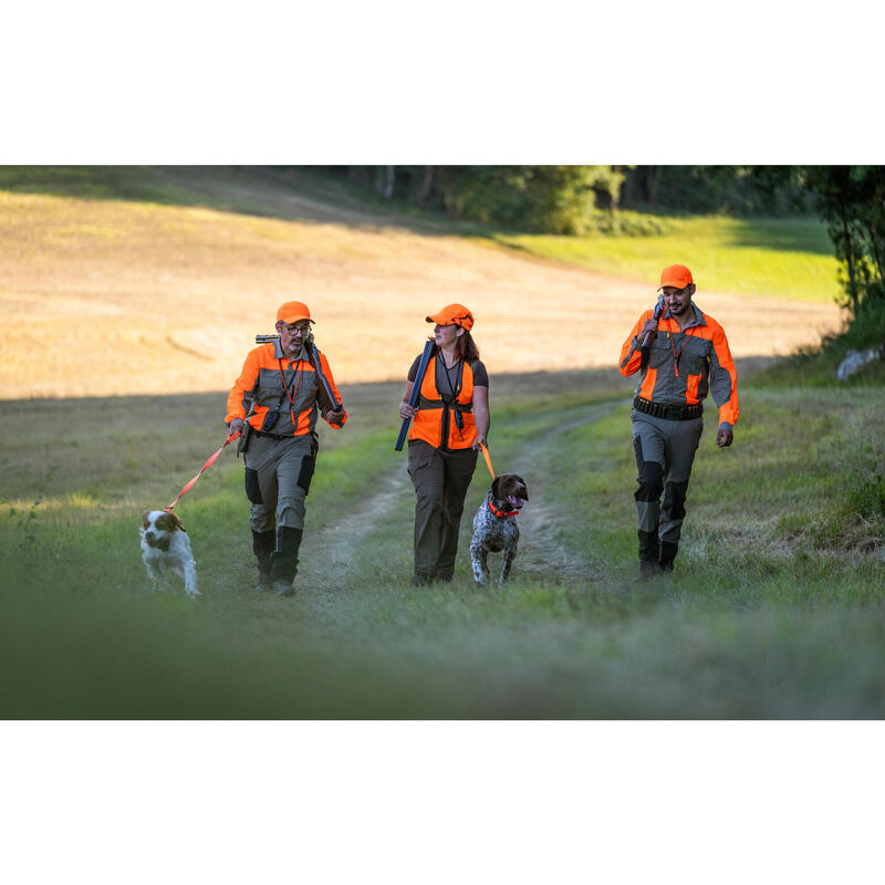 Lovecká košile s dlouhým rukávem lehká prodyšná 520 zeleno-oranžová fluo