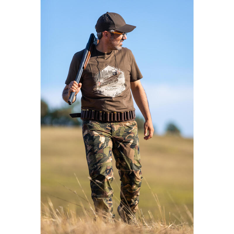 Pánské lovecké tričko s krátkým rukávem bavlněné 100 s potiskem jelena