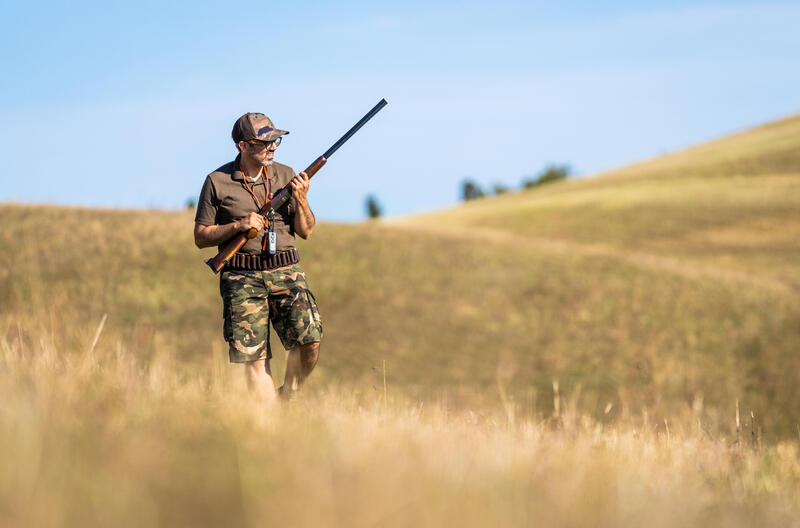 Jagdshorts 500 Camouflage Woodland grün und braun 