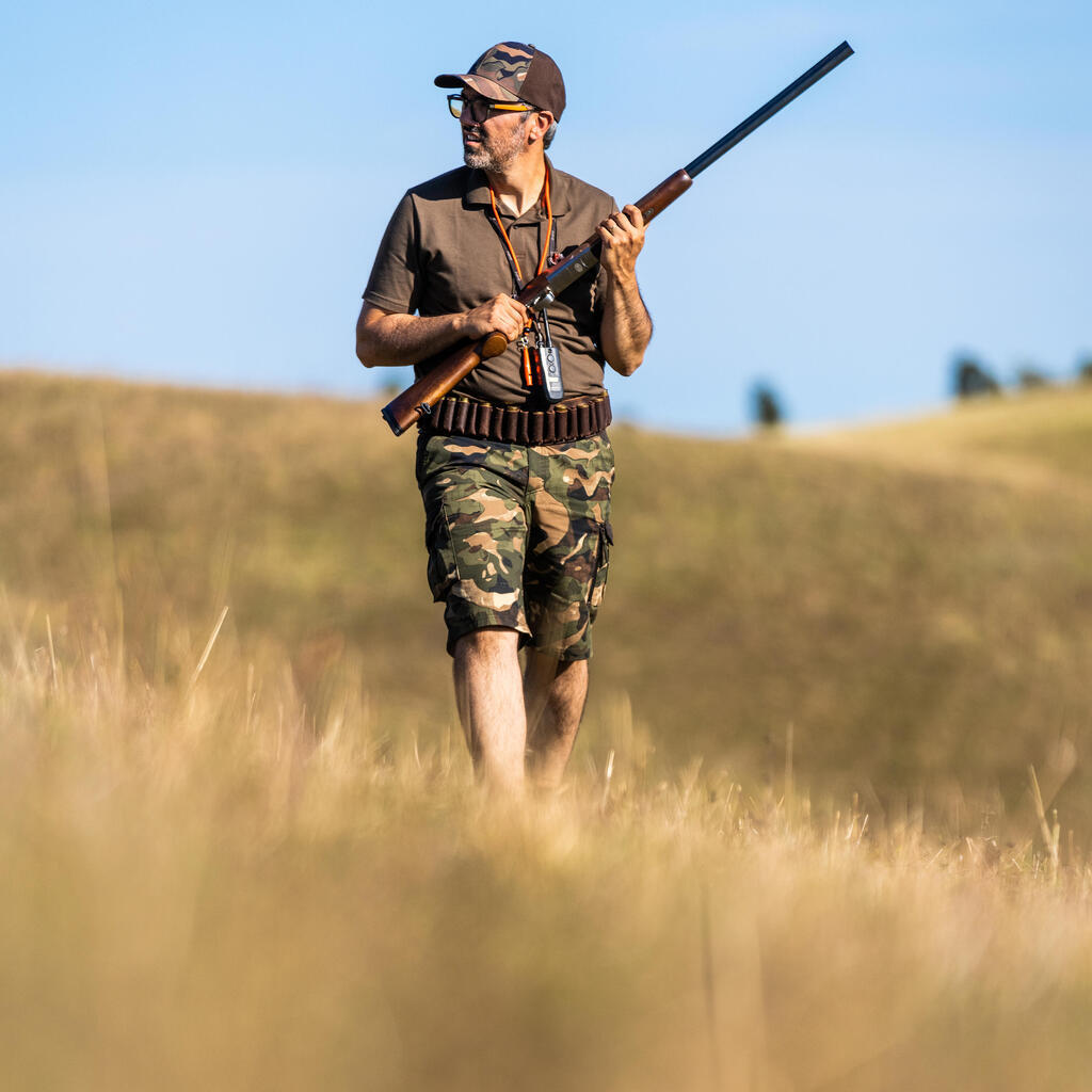 Jagdshorts 500 Camouflage Woodland grün und braun 