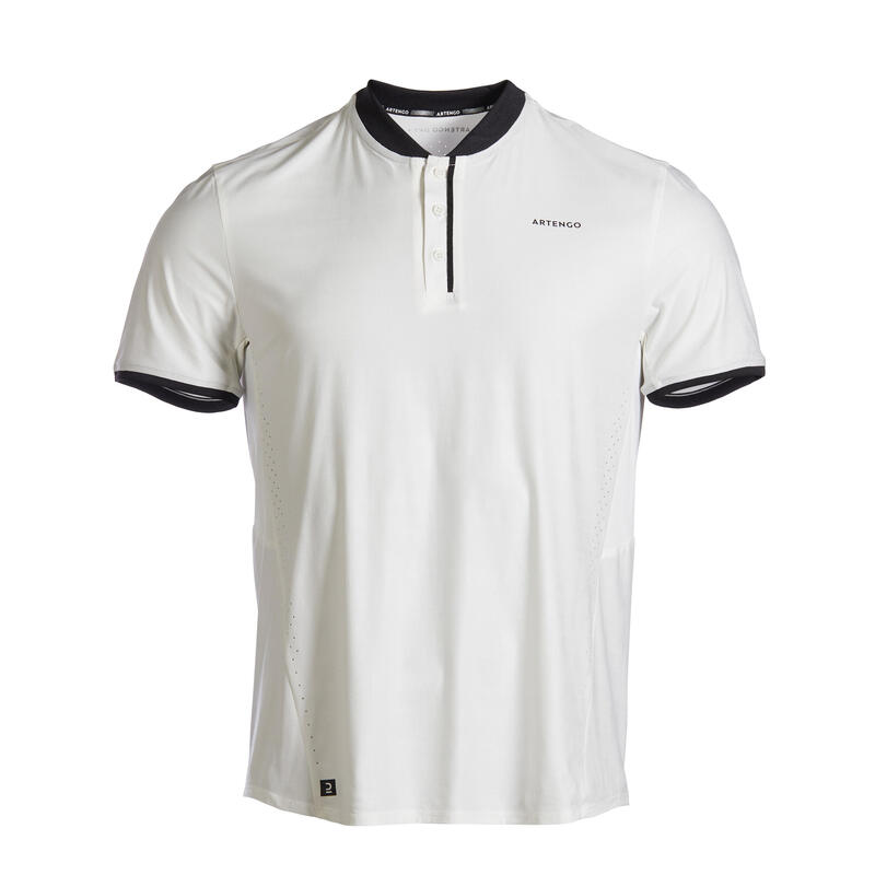 Camiseta de tenis manga corta slim con cuello hombre Artengo TTS Dry blanco